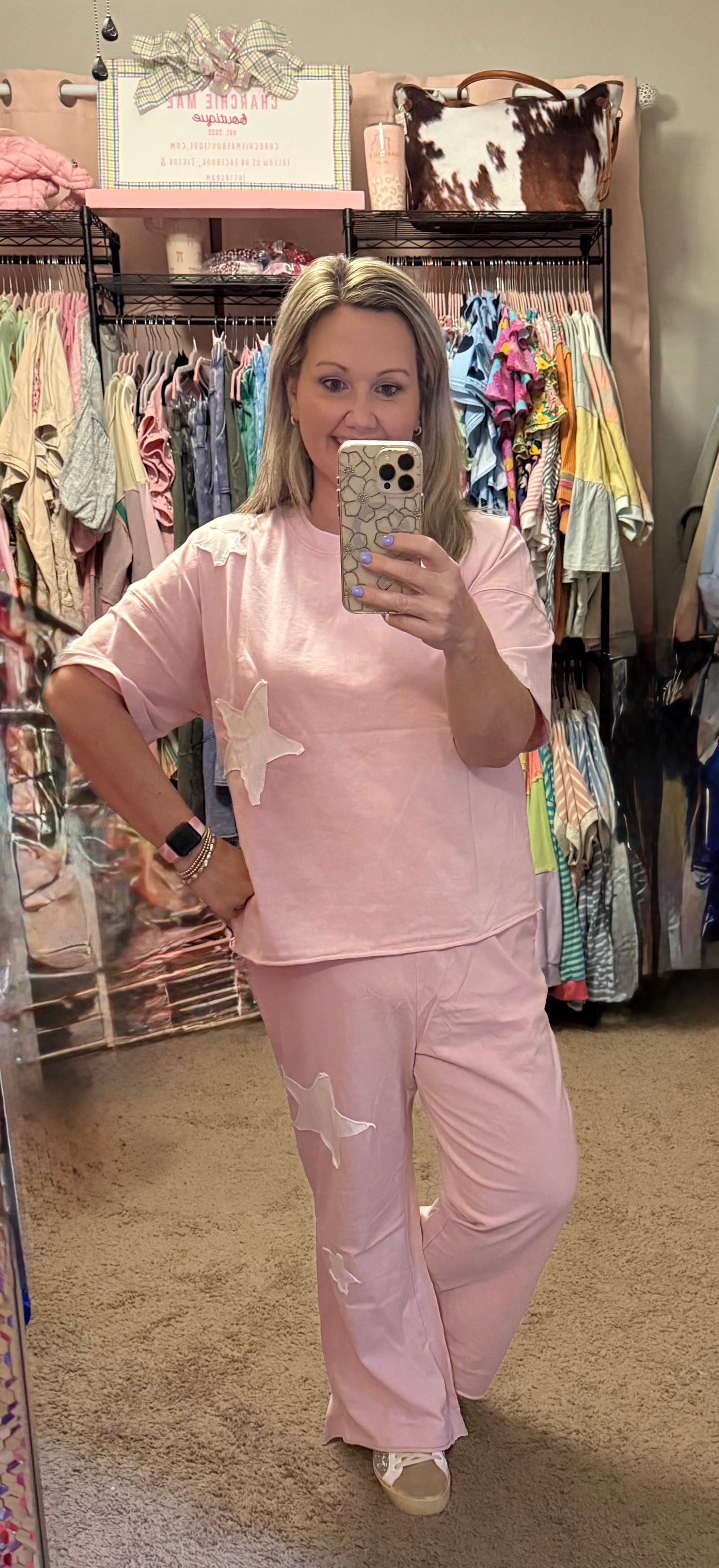FRAYED STAR PANTS SET