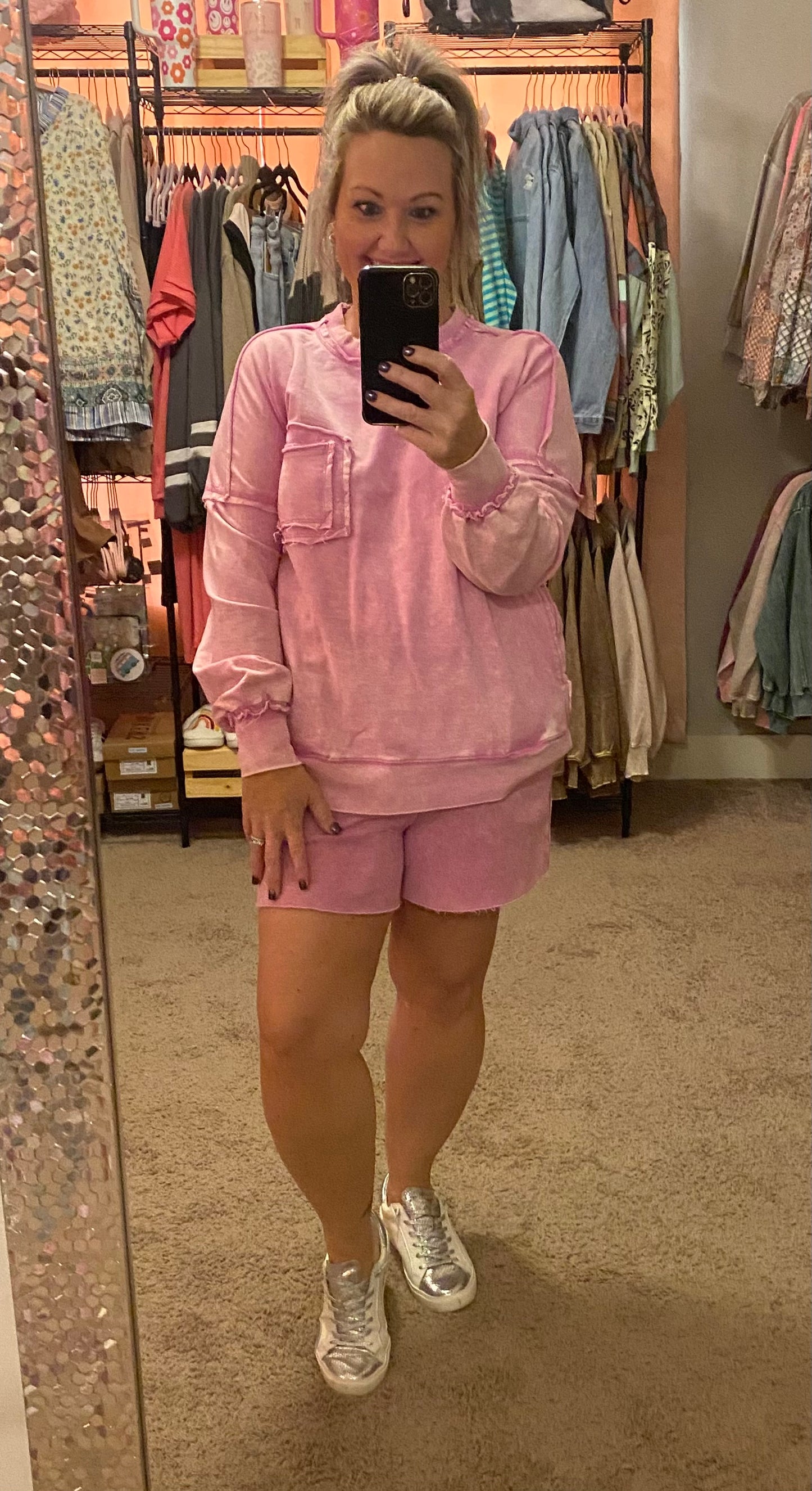 HEIDI ACID WASH FLEECE SHORTS