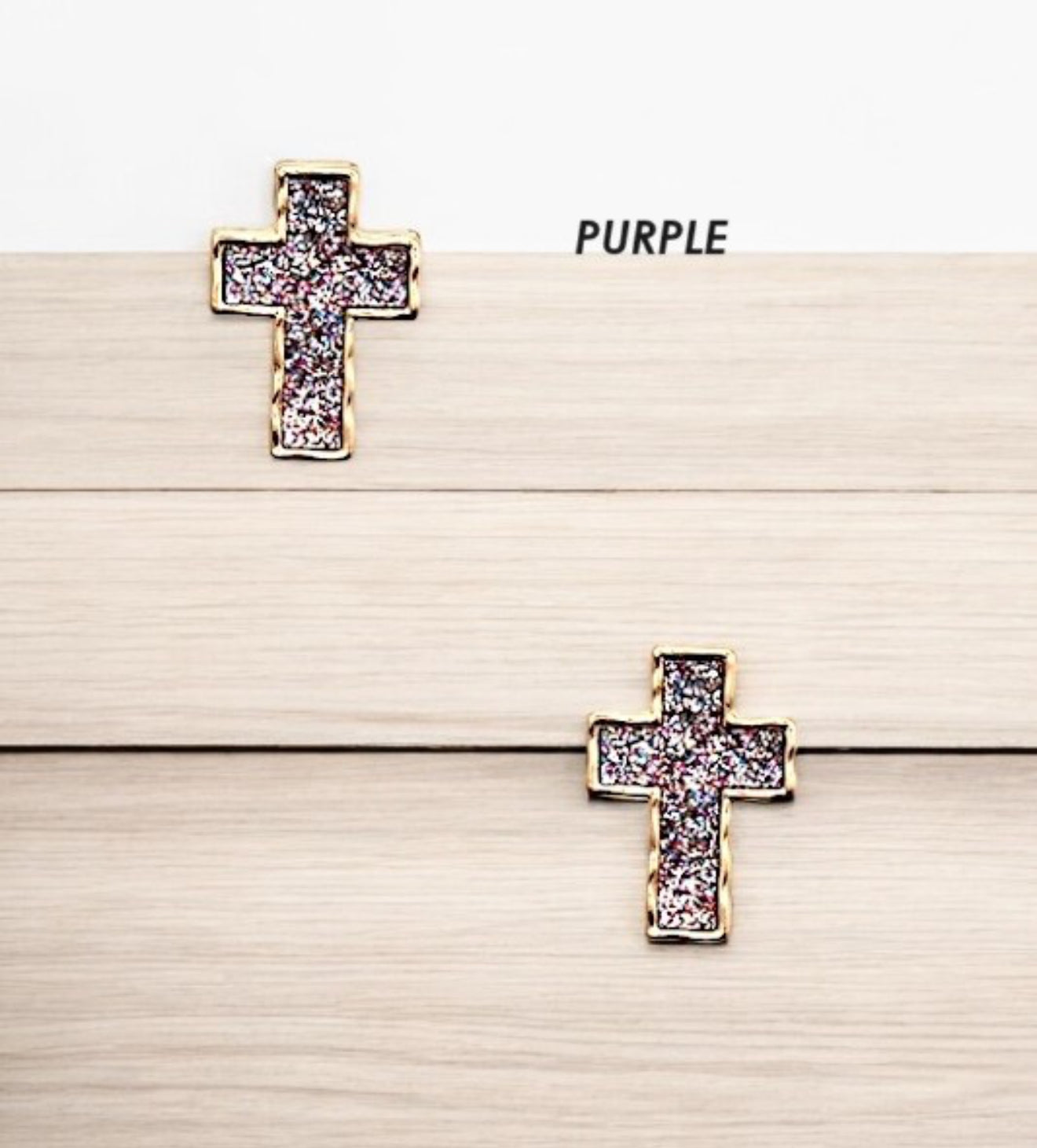 GLITTER CROSS POST EARRINGS