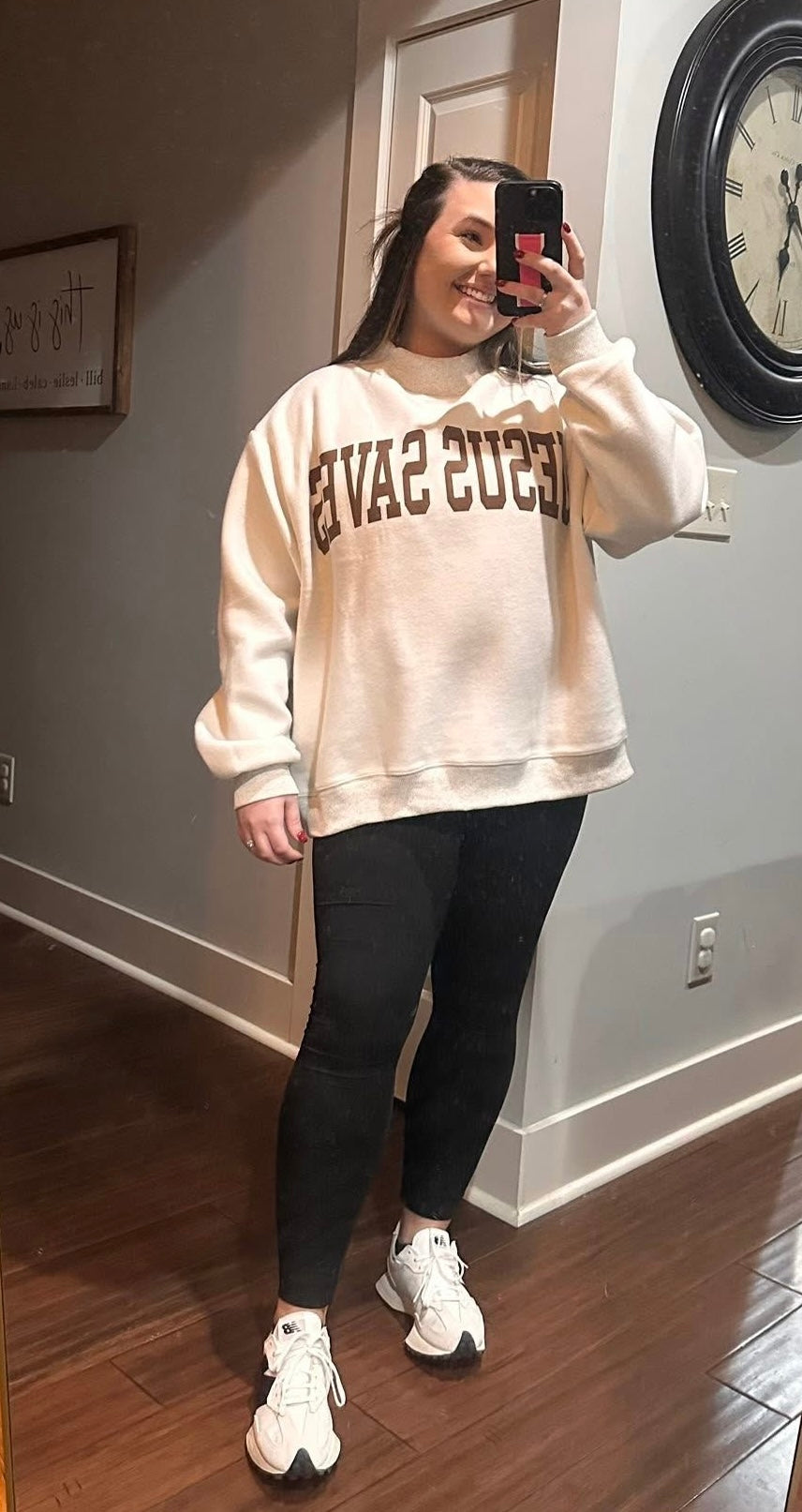 REVERSIBLE SWEATSHIRT---CROSS AND JESUS SAVES