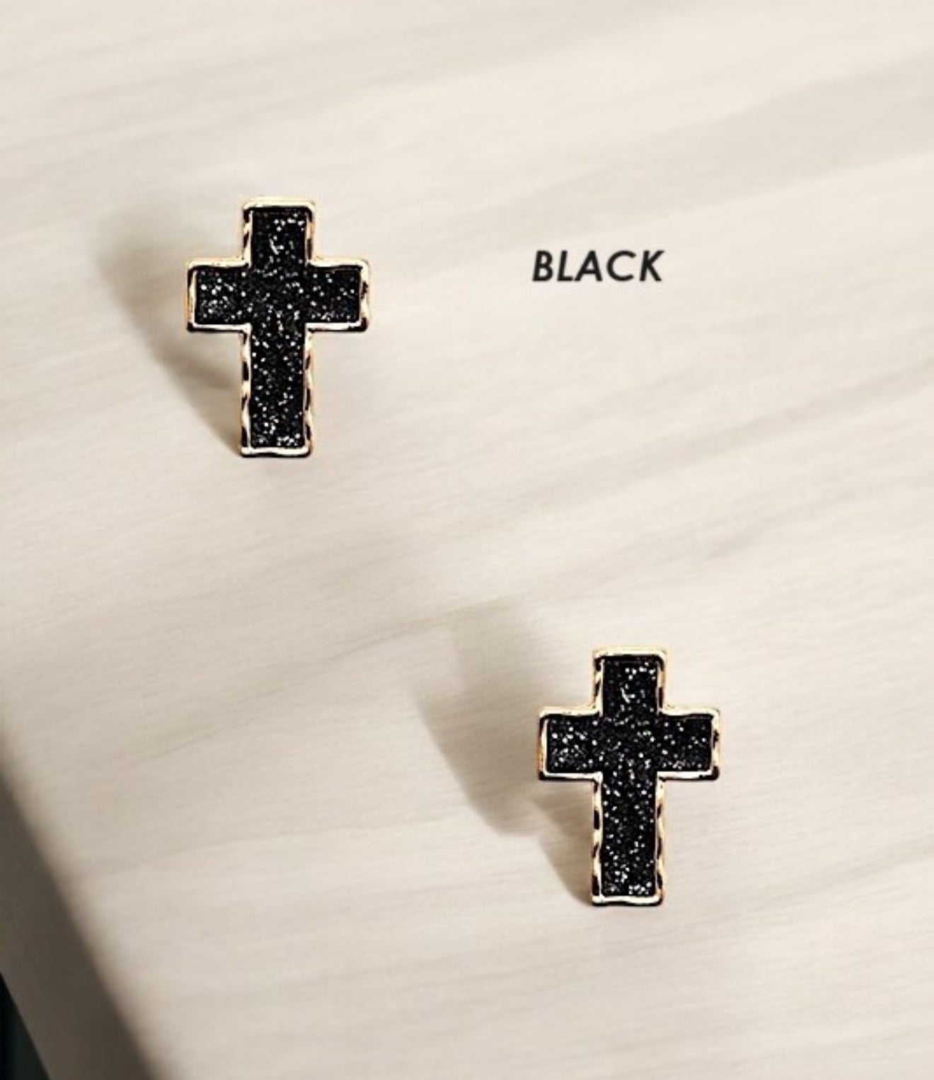 GLITTER CROSS POST EARRINGS