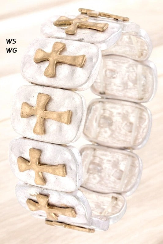 HAMMERED CROSS BRACELET