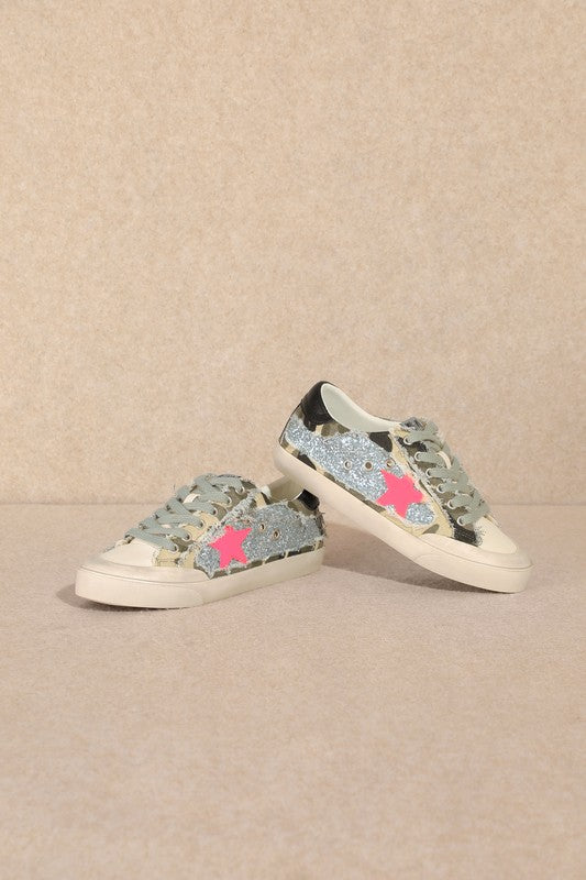 VERA GLITTER CAMO SNEAKERS