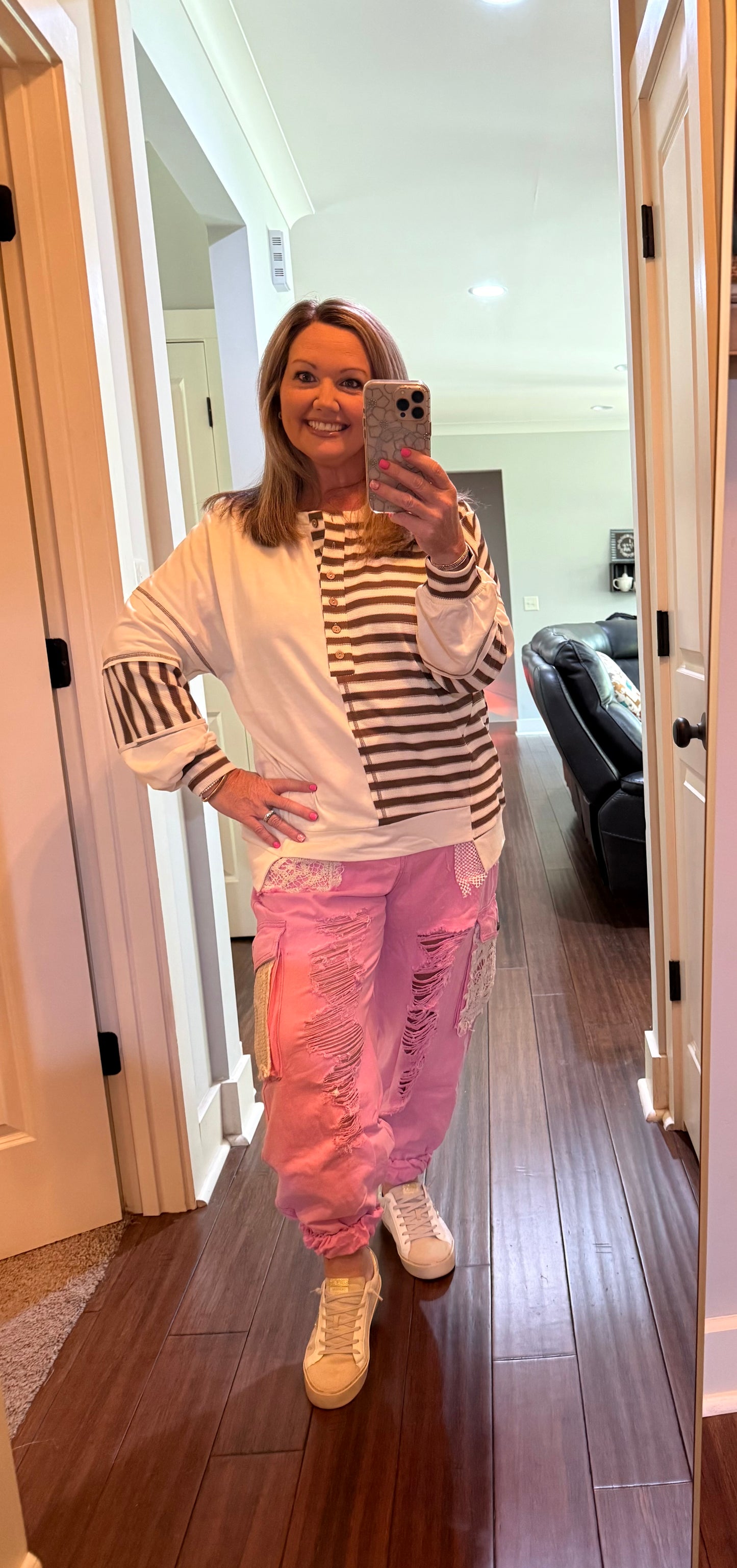 LOLLIE STRIPE AND PATCHWORK TOP