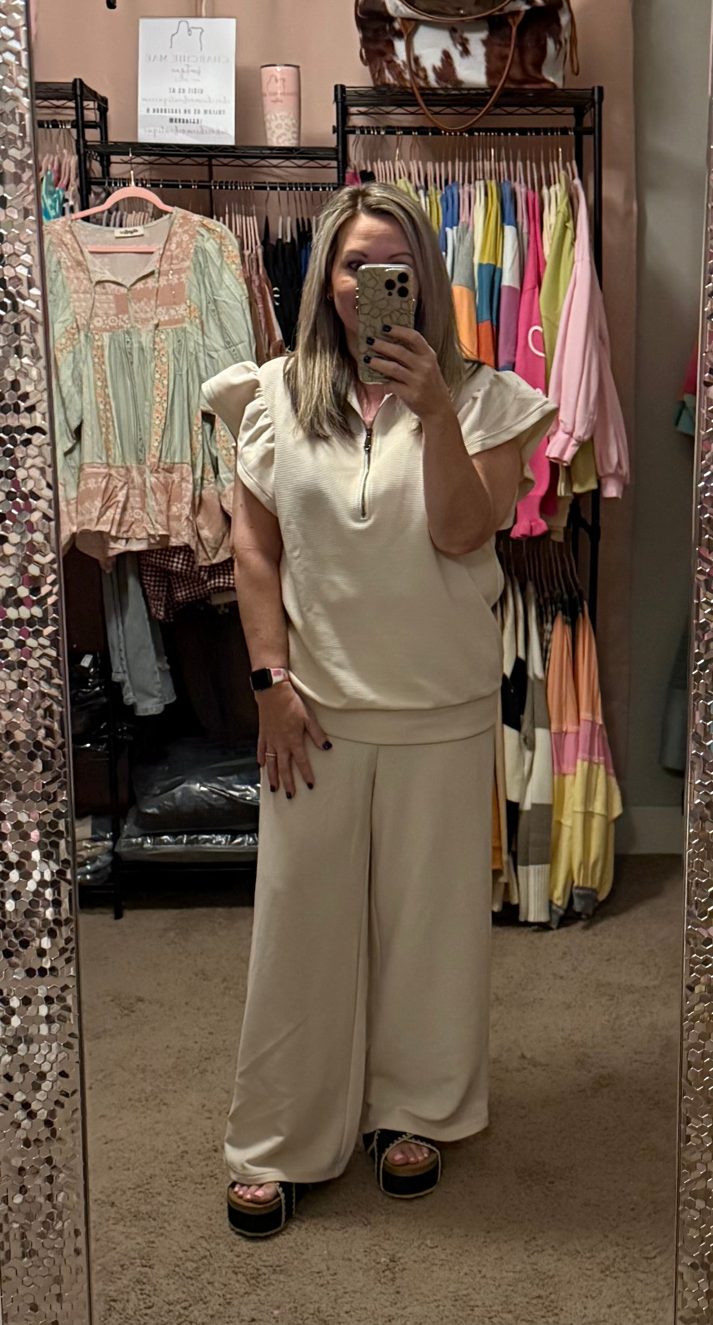 RUFFLED SLEEVE PANT SET