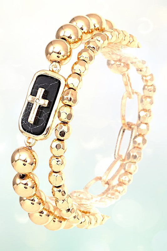STONE CROSS ACCENT BRACELET