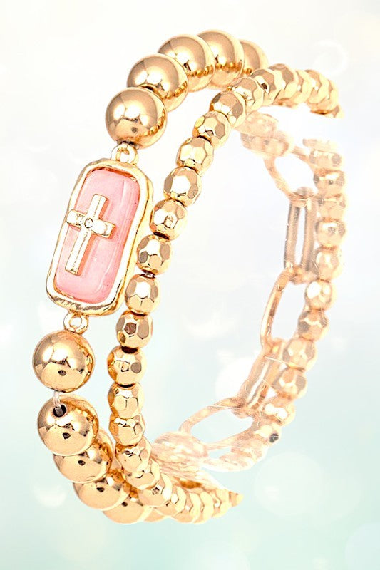 STONE CROSS ACCENT BRACELET
