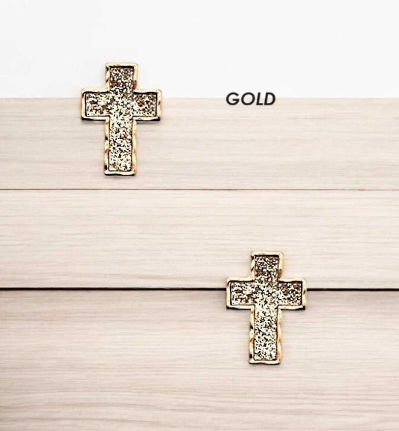 GLITTER CROSS POST EARRINGS