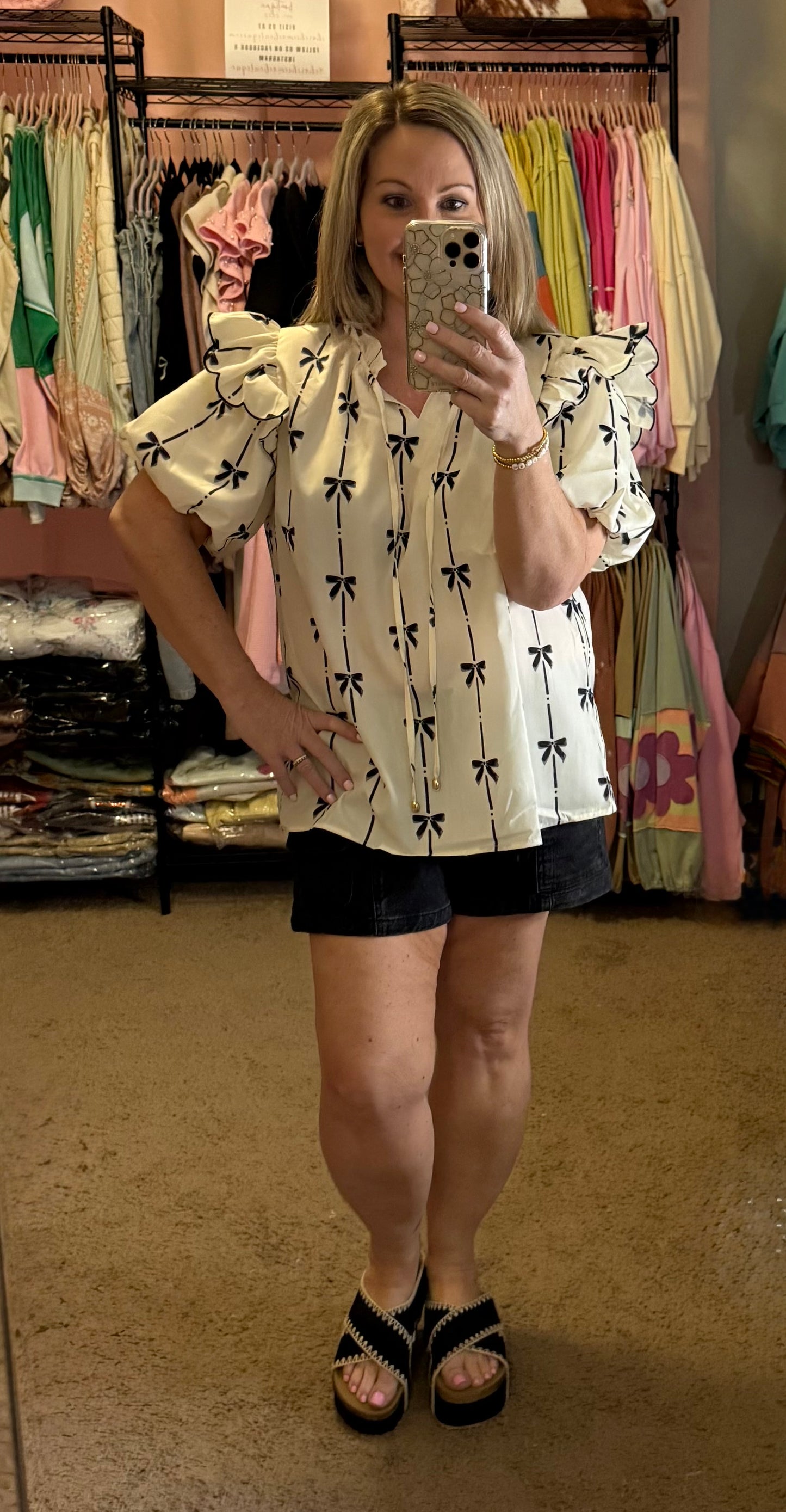 TIFFANY BUBBLE SLEEVE TOP