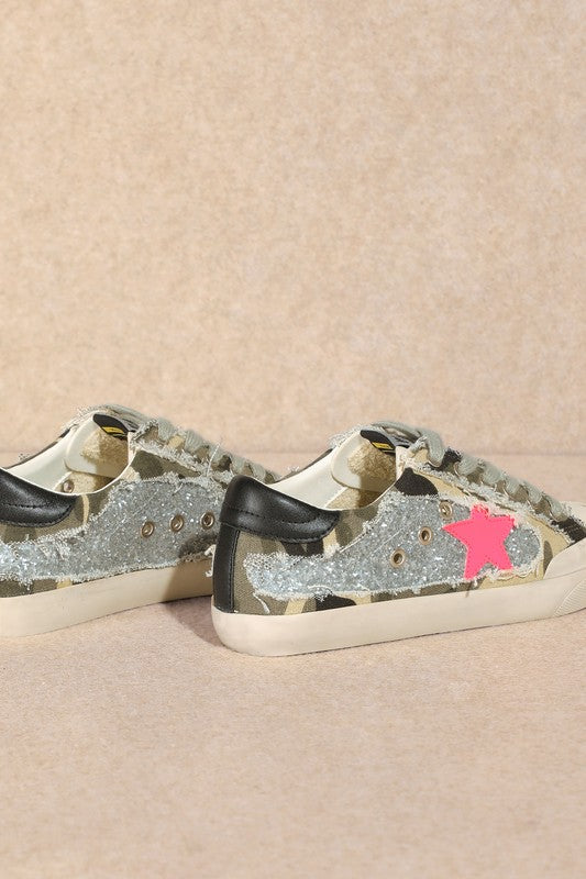 VERA GLITTER CAMO SNEAKERS