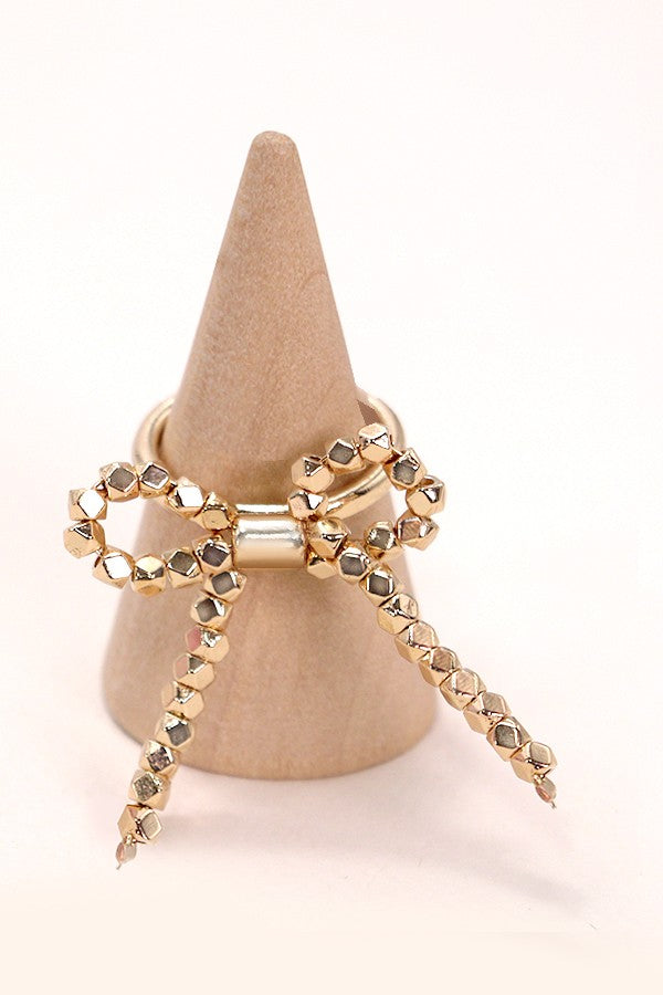 FACET BEAD BOW RIBBON RING