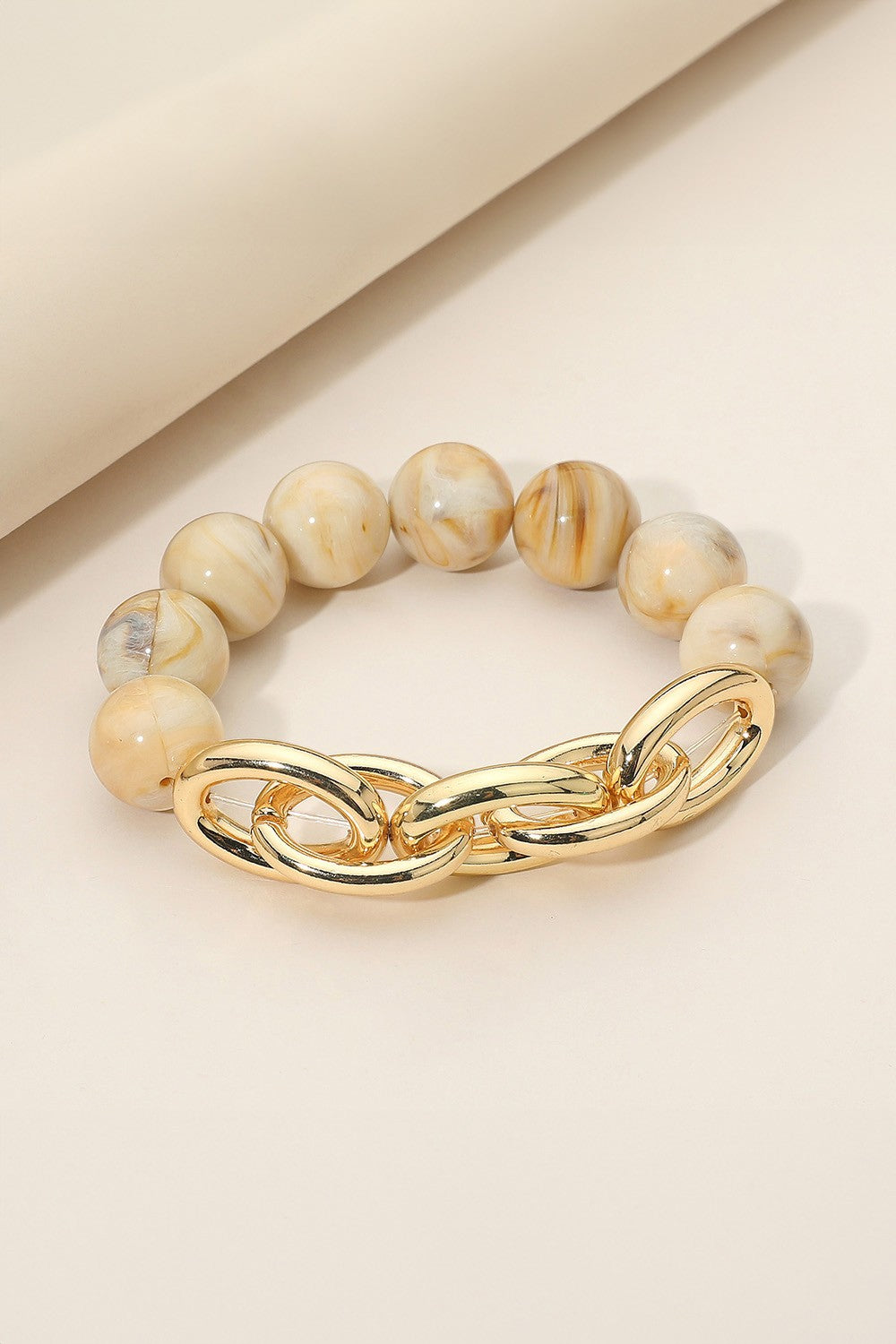 CHAIN AND BEADED STRETCH BRACELET