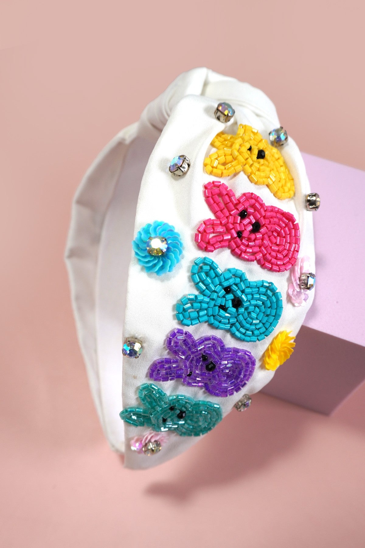 BEADED RHINESTONE BUNNY HEADBAND