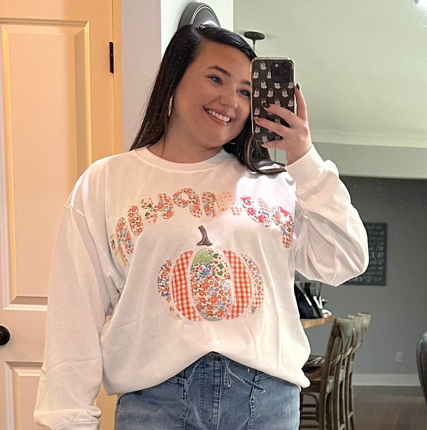 PATCHWORK PUMPKIN CREWNECK