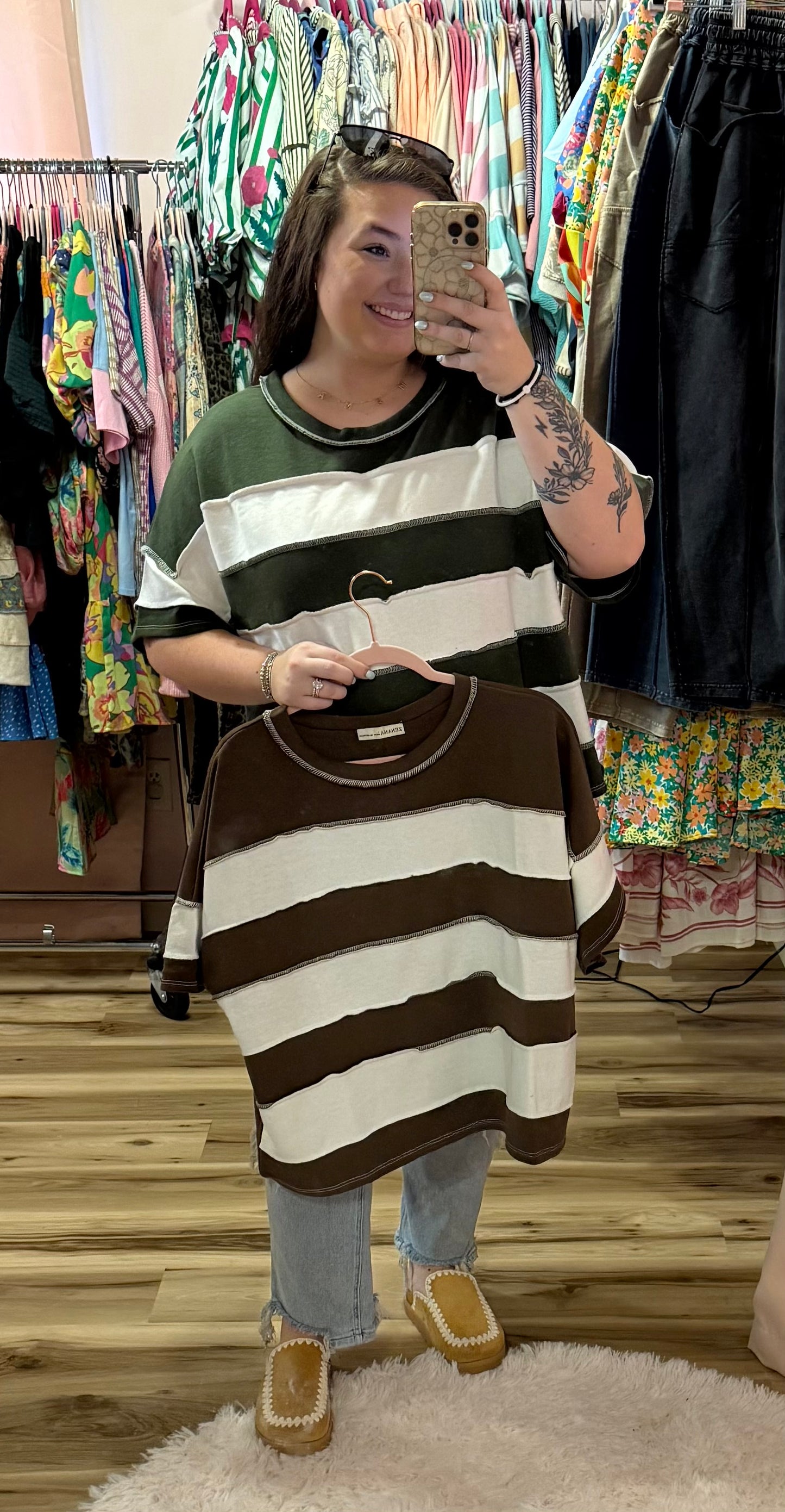 FRENCH TERRY STRIPED TOP