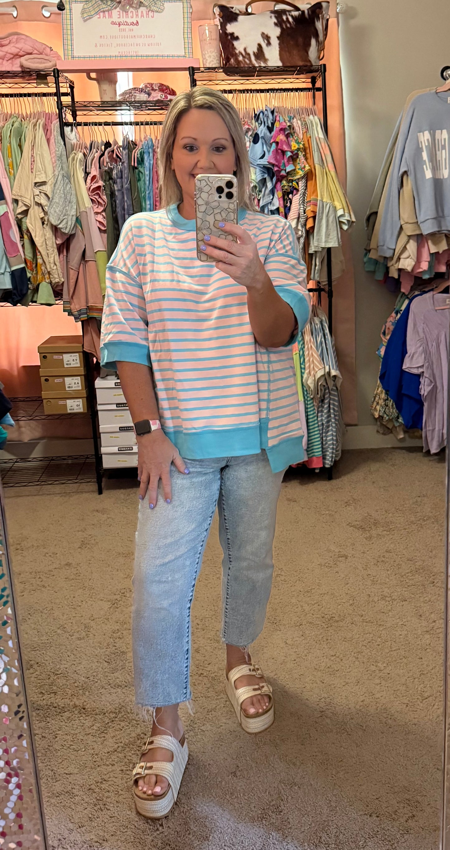 BUBBLEGUM STRIPED TOP
