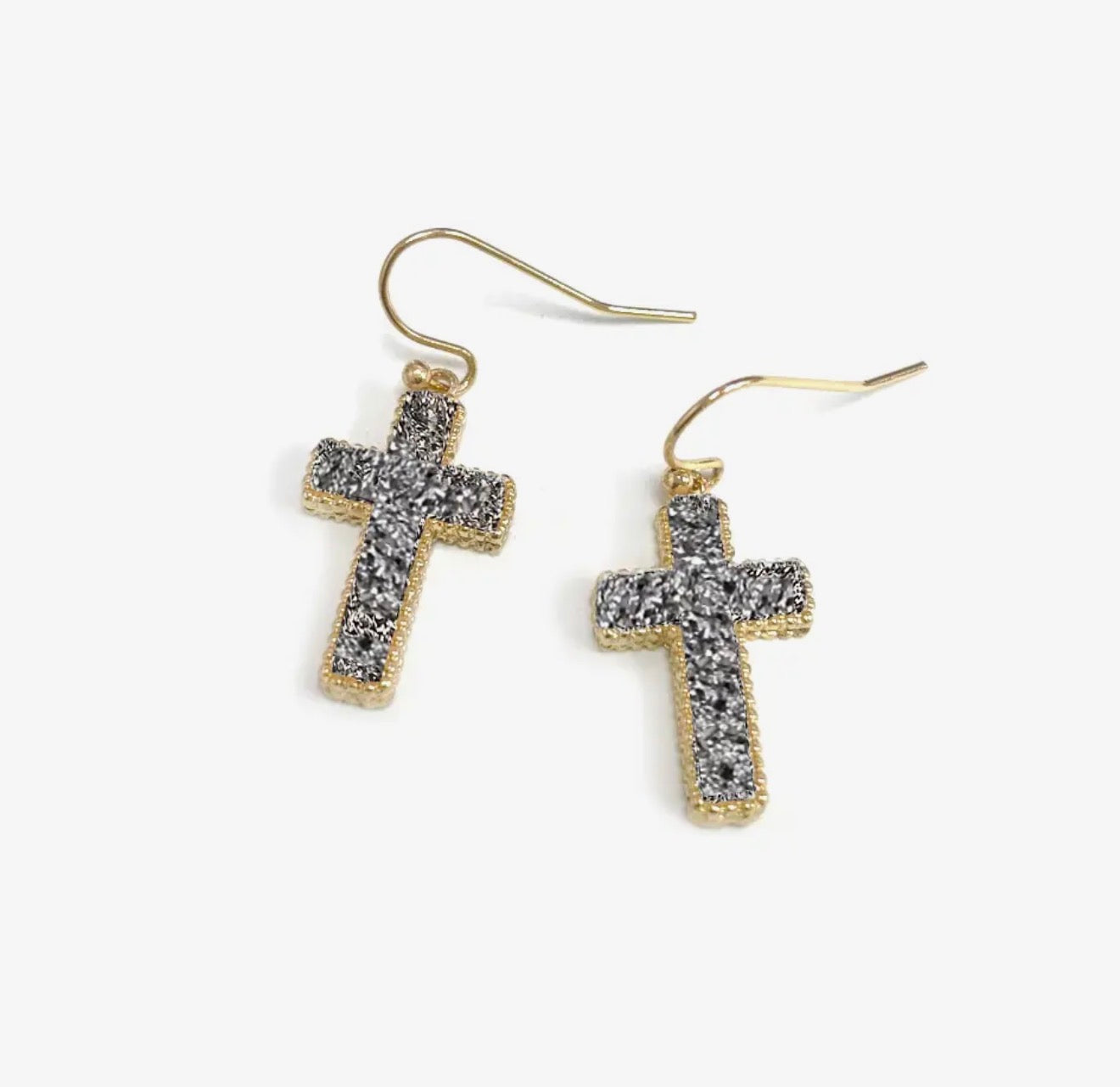 DRUZY CROSS EARRINGS