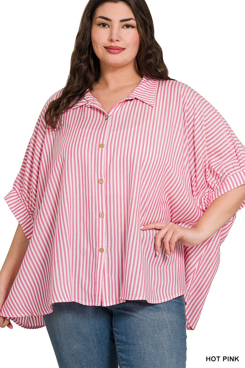 CURVY CLAUDIA STRIPED OVERSIZED TOP
