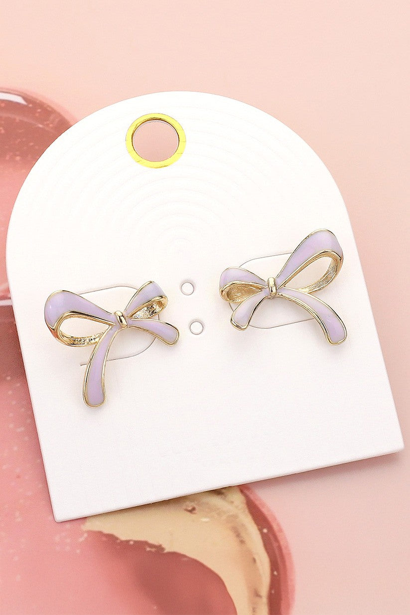ENAMEL BOW STUD EARRINGS