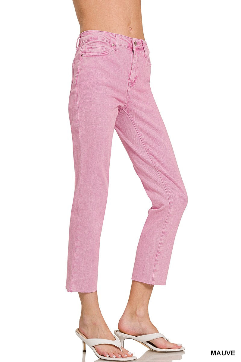 MIRANDA ACID WASHED CROPPED PANTS