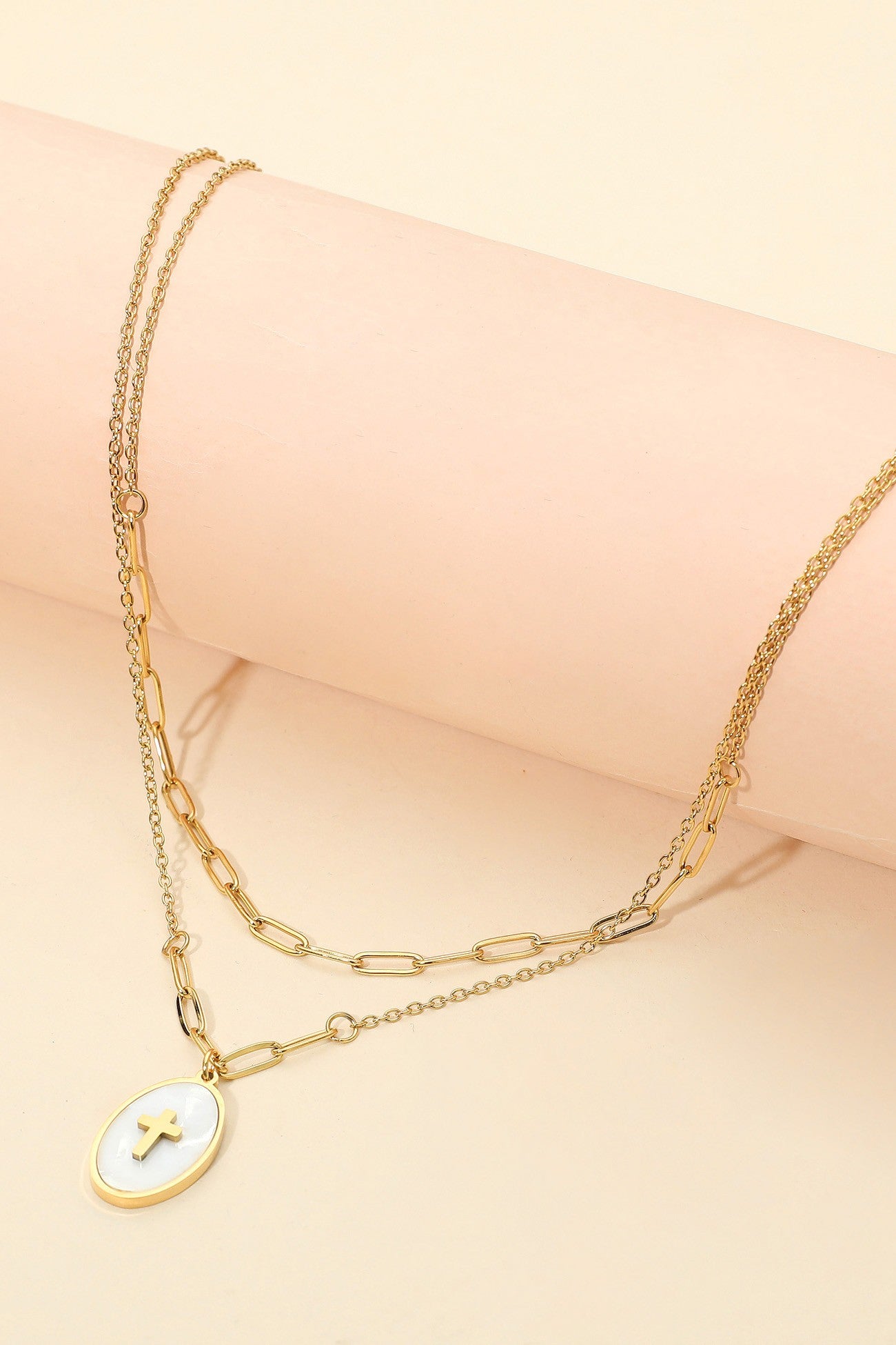 CROSS EMBOSSED NECKLACE