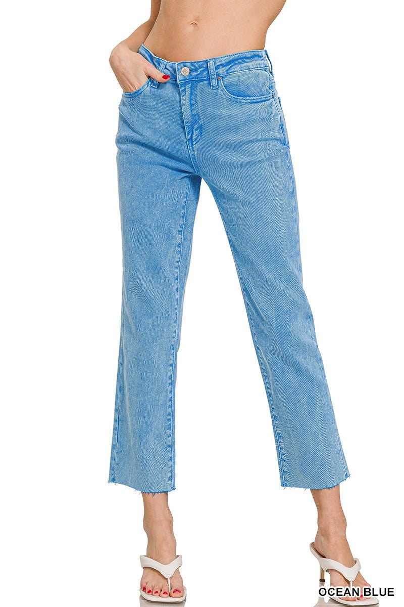 MIRANDA ACID WASHED CROPPED PANTS