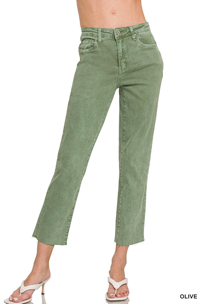 MIRANDA ACID WASHED CROPPED PANTS