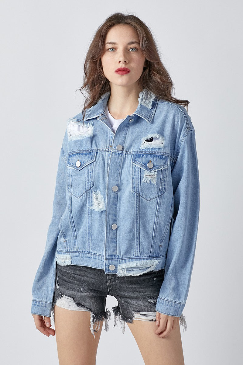 RISEN DISTRESSED CROP JACKET