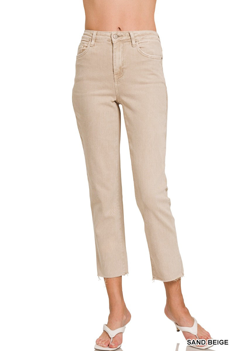 MIRANDA ACID WASHED CROPPED PANTS