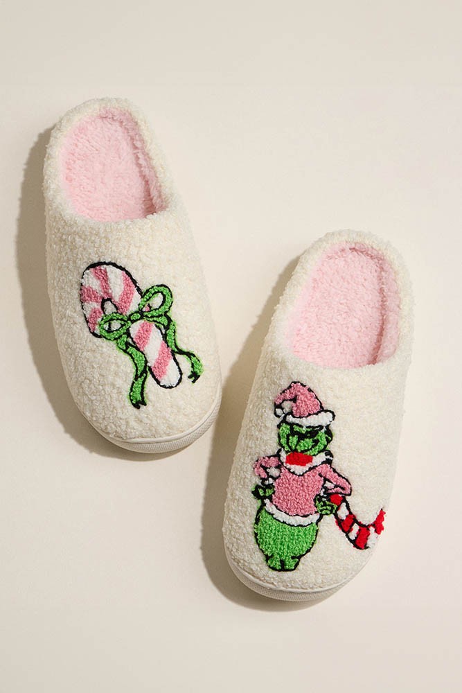 GRINCH CANDY CANE SLIPPERS