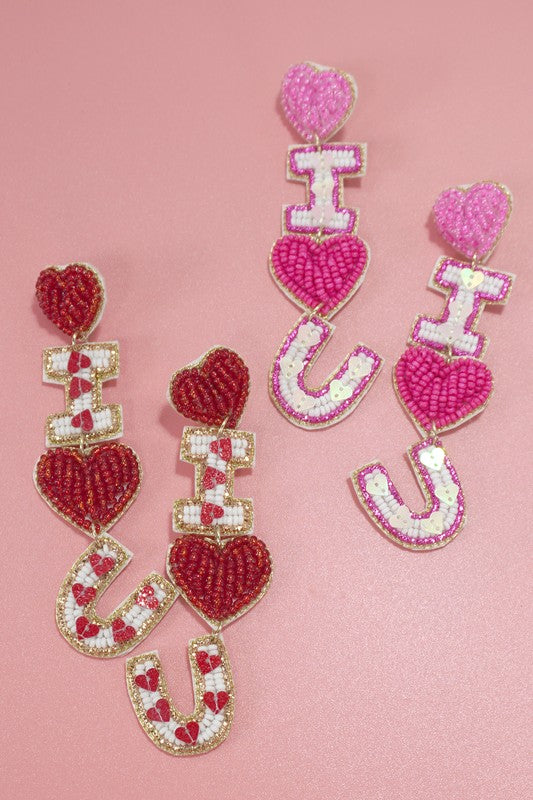 I LOVE YOU SEED BEAD EARRINGS