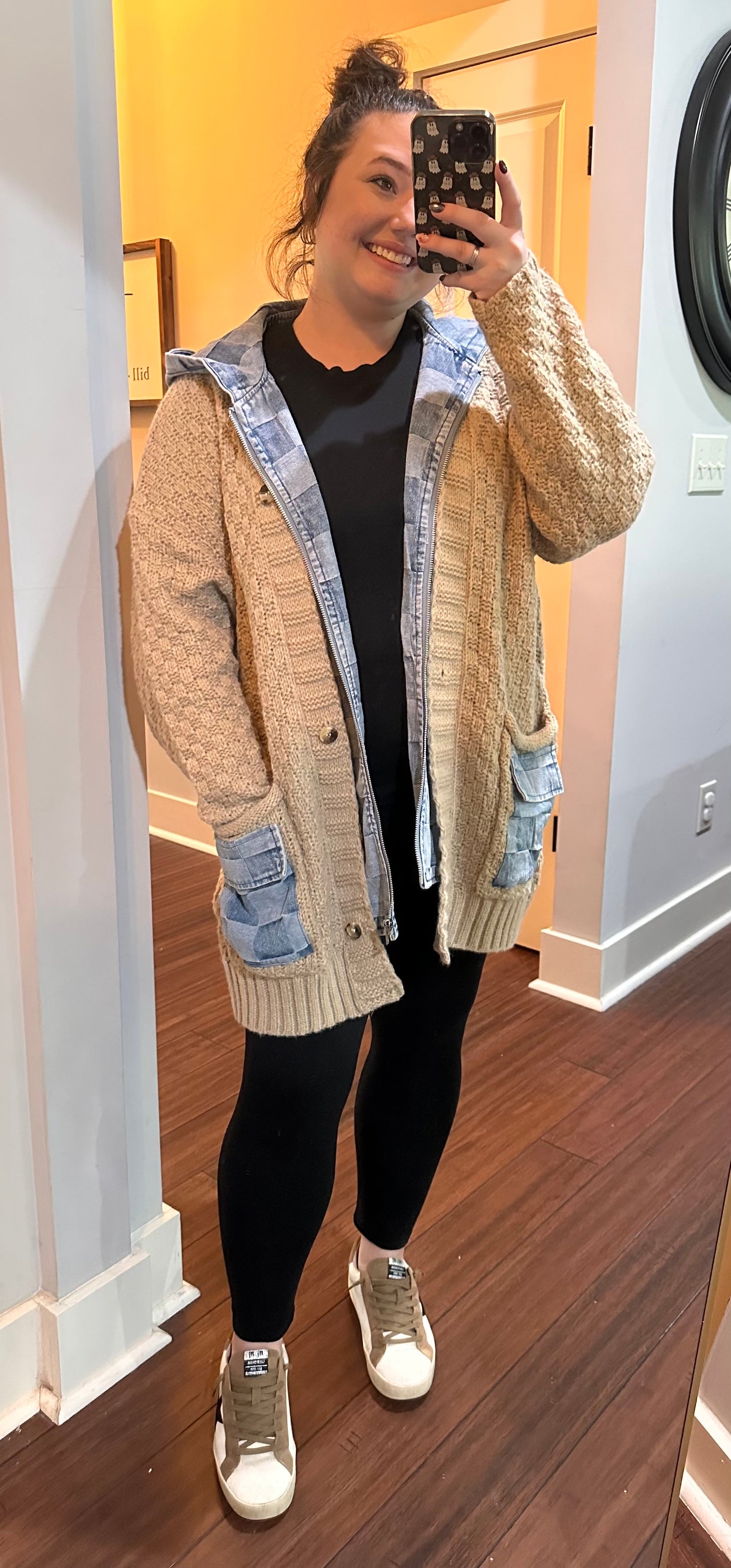 DENIM SWEATER CARDIGAN