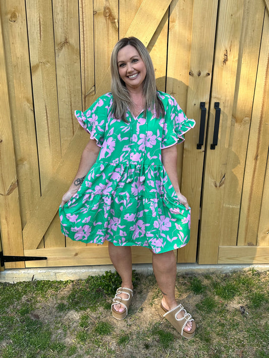 CURVY MAISIE FLORAL PRINT DRESS