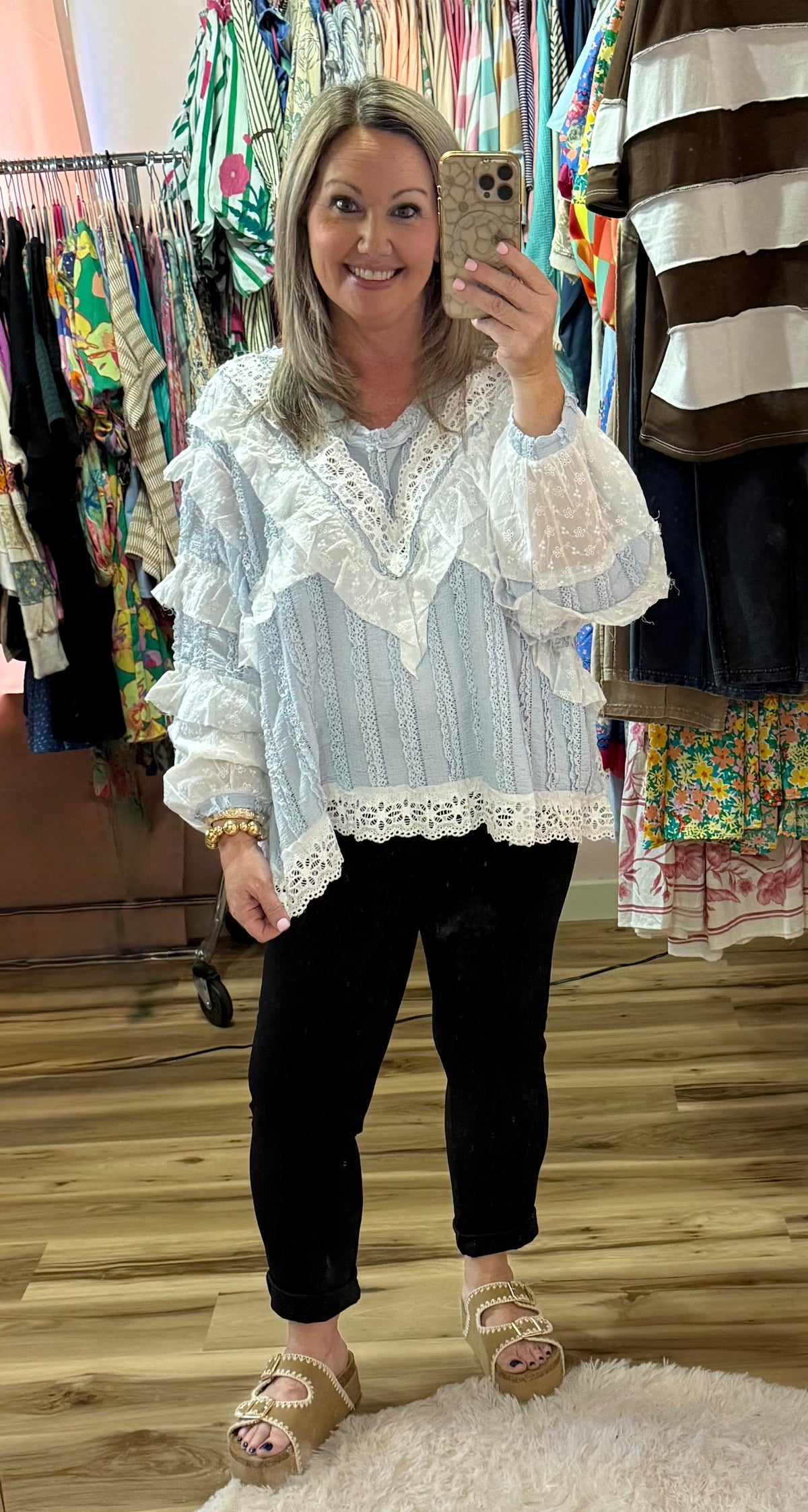 LACE AND RUFFLE BLOUSE