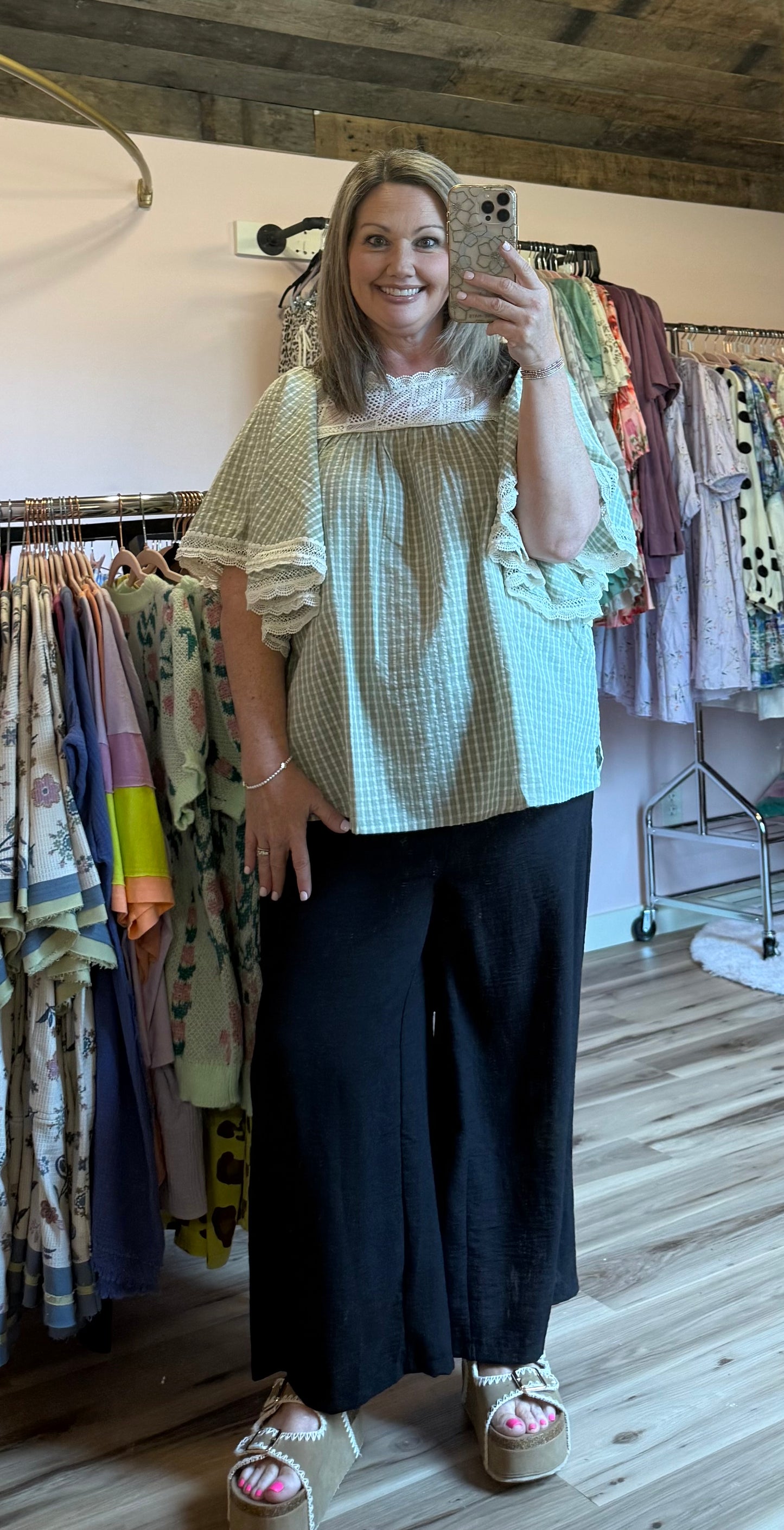 GINGHAM SEERSUCKER TOP