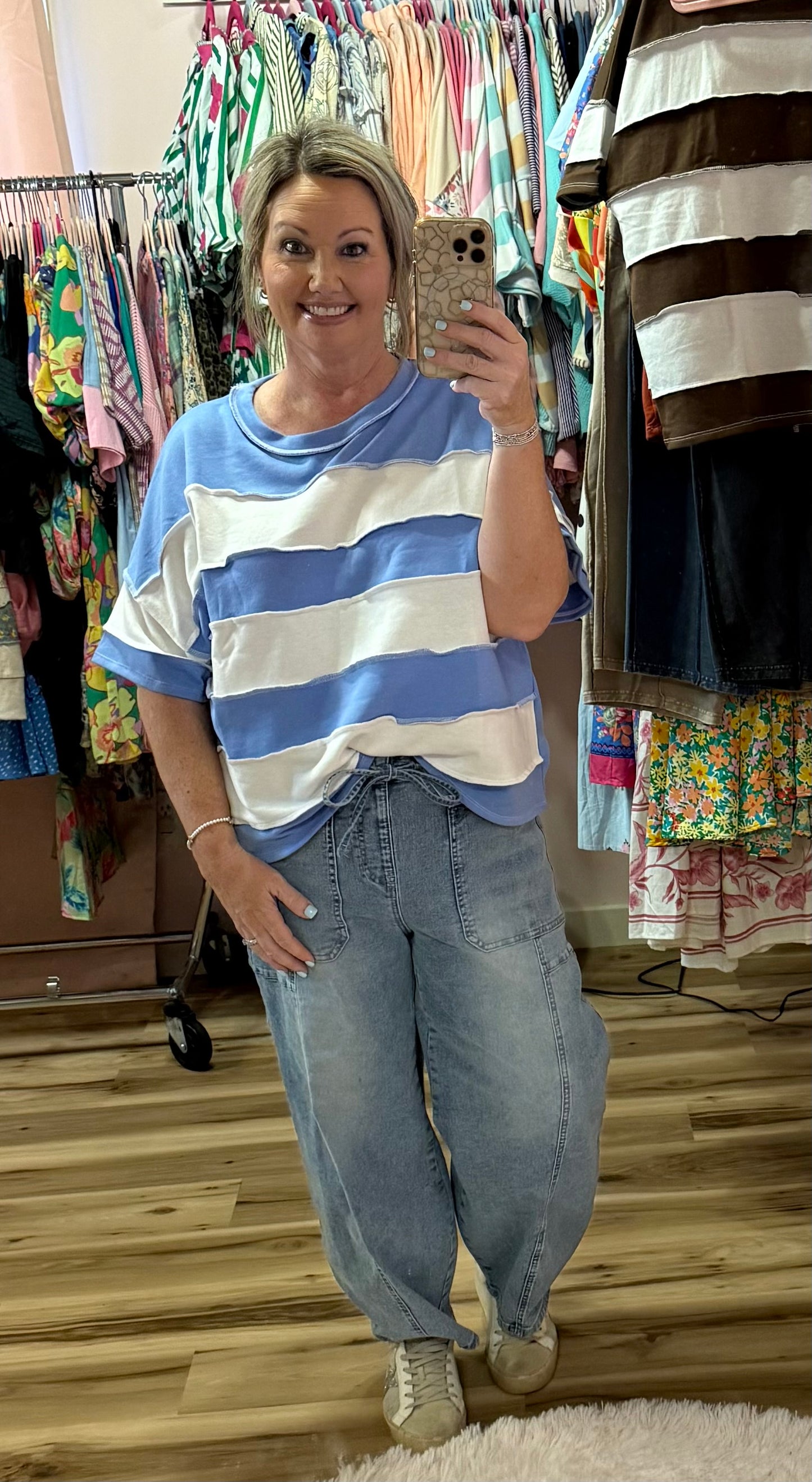 FRENCH TERRY STRIPED TOP