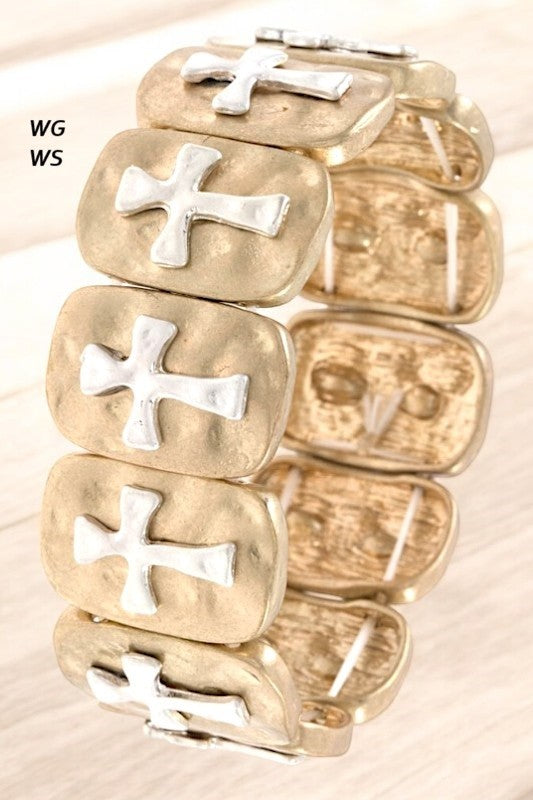 HAMMERED CROSS BRACELET
