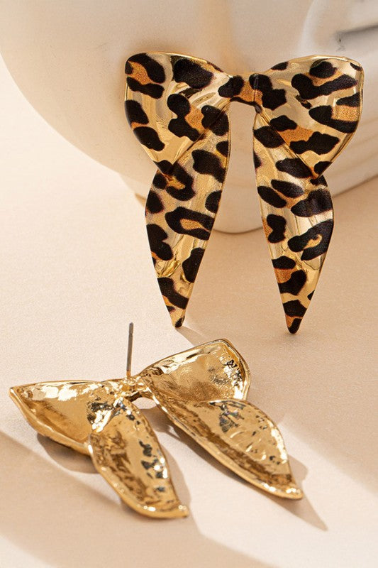 LEOPARD BOW EARRINGS