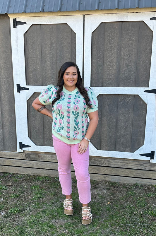 MIRANDA ACID WASHED CROPPED PANTS