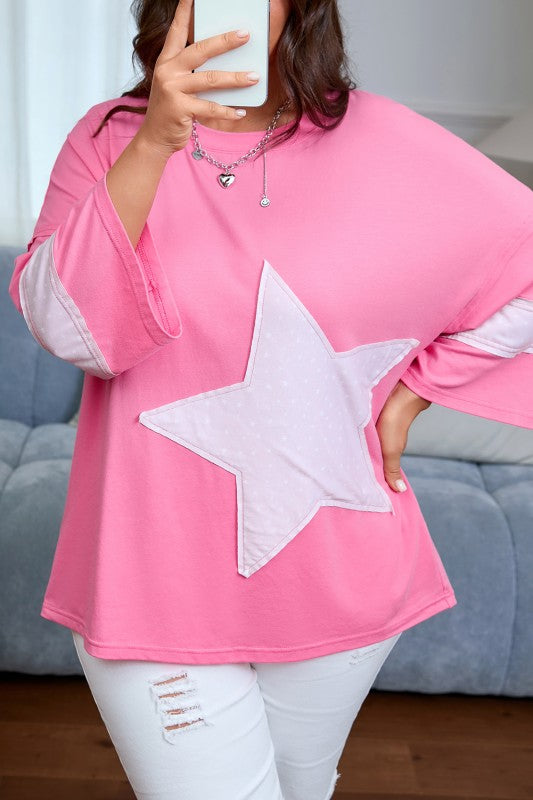 CURVY FRAYED STAR PATCH TOP