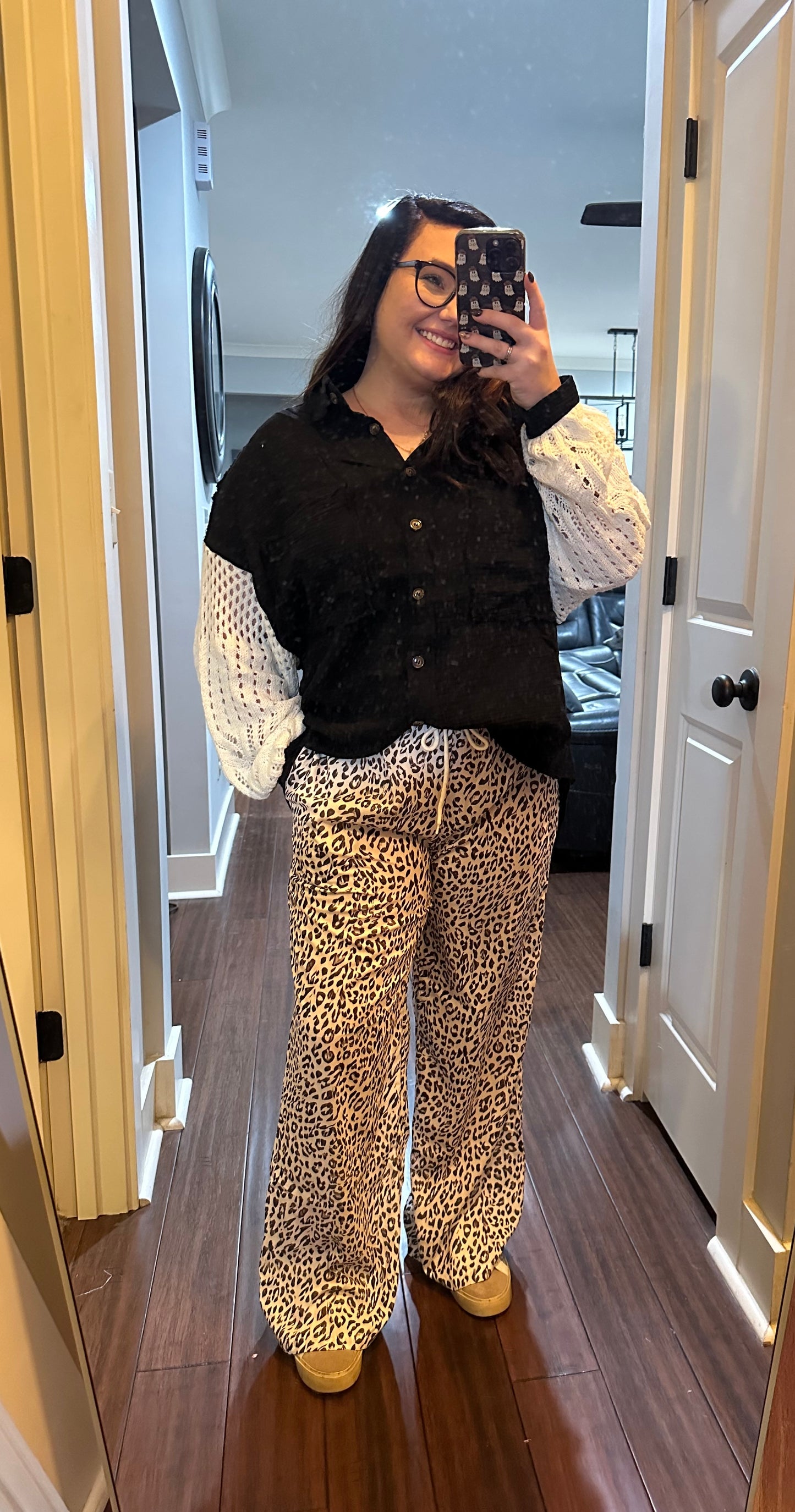 CROCHET SLEEVE BUTTON UP SHIRT