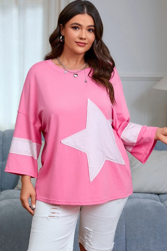 CURVY FRAYED STAR PATCH TOP