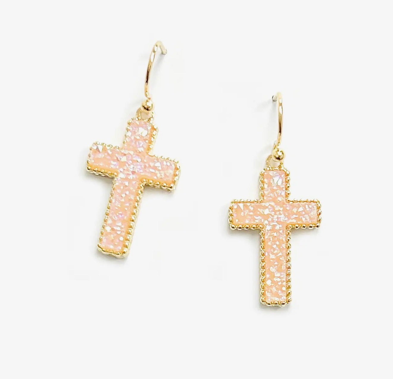 DRUZY CROSS EARRINGS