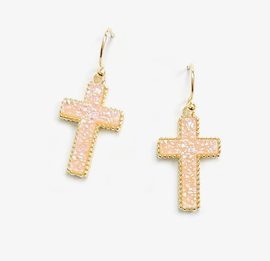 DRUZY CROSS EARRINGS