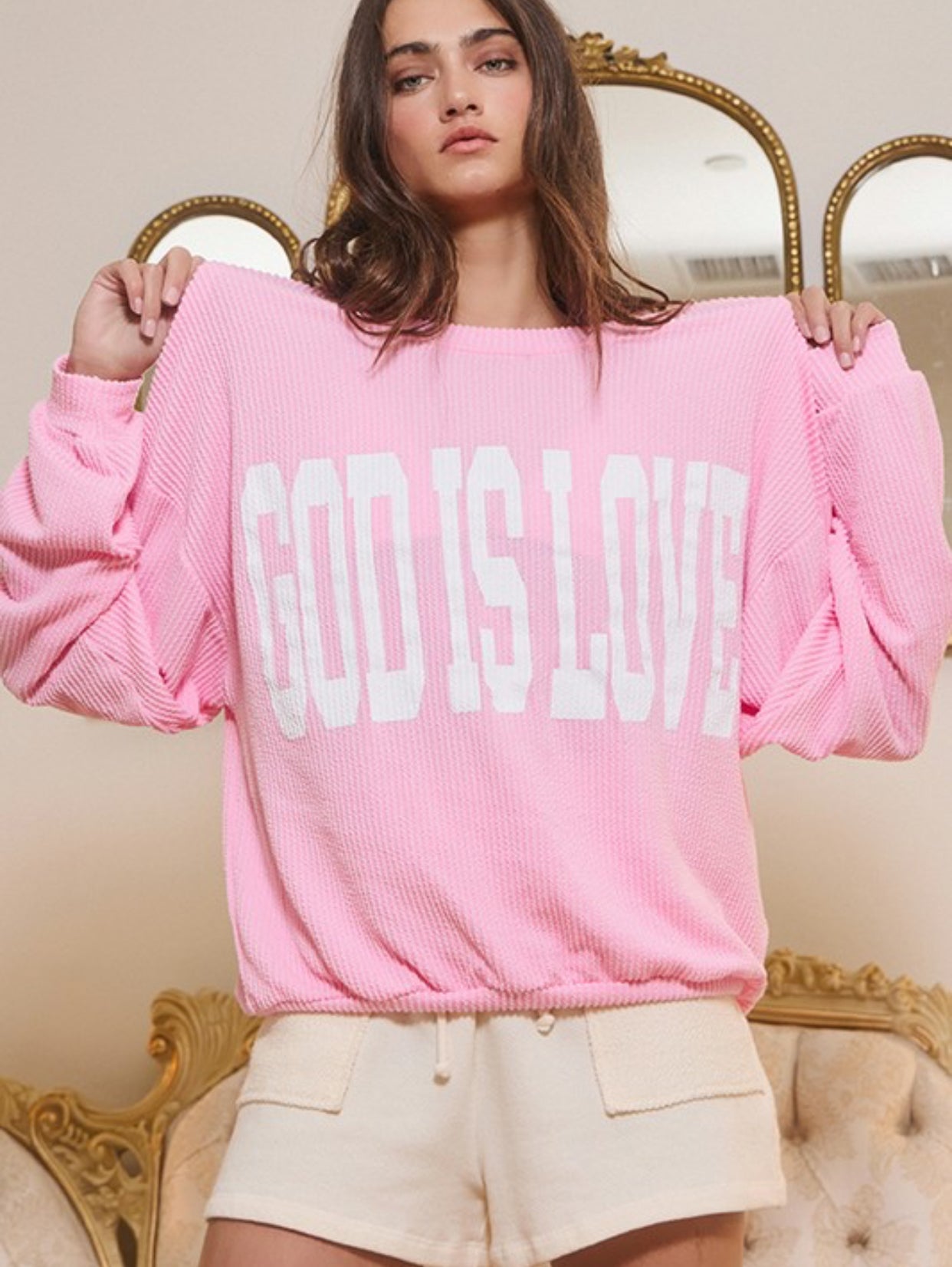 GOD IS LOVE RIBBED PULLOVER
