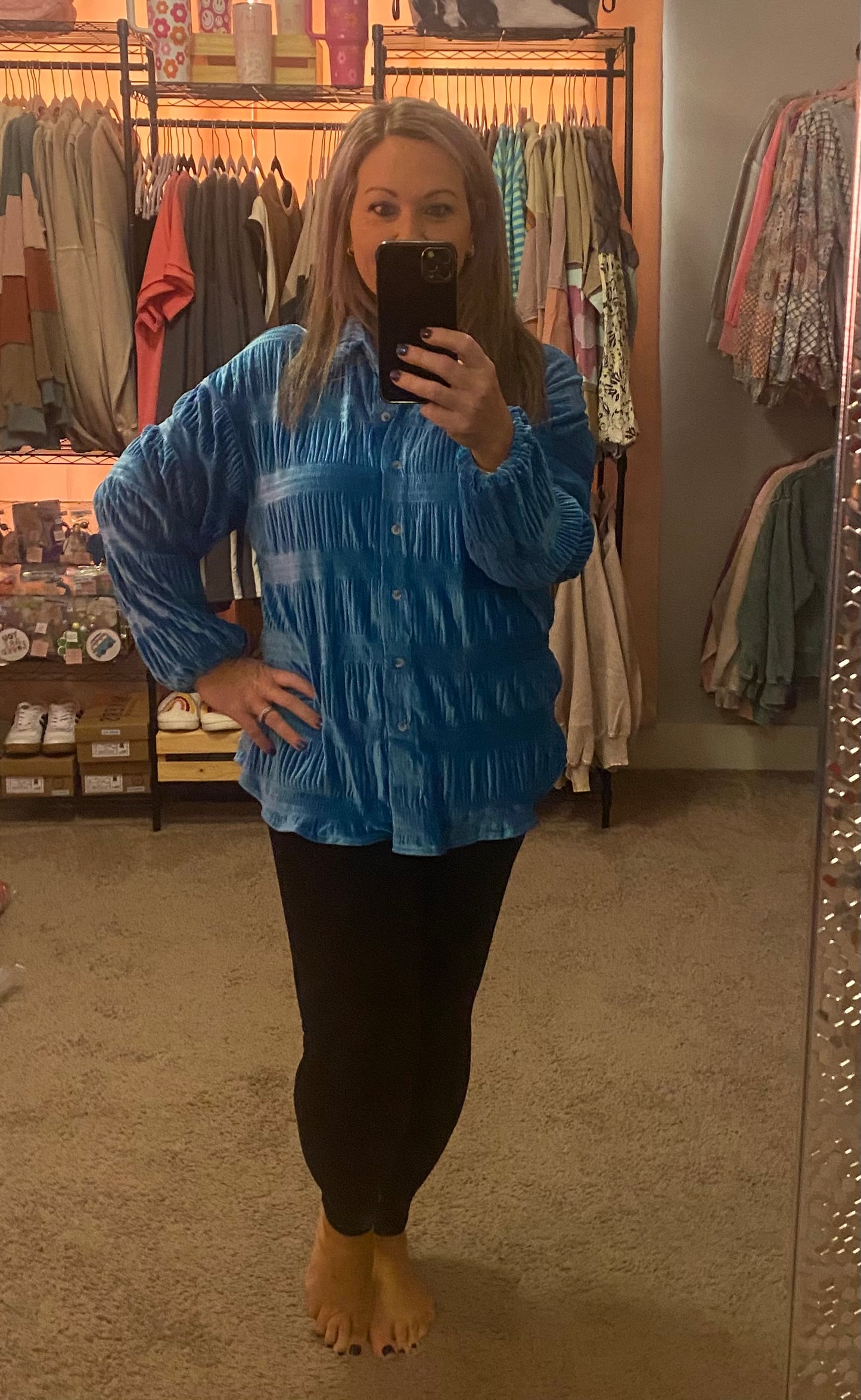 VELVET SHIRRING TOP