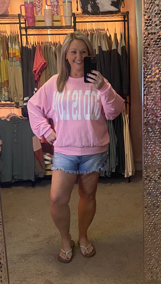 GOD IS LOVE RIBBED PULLOVER