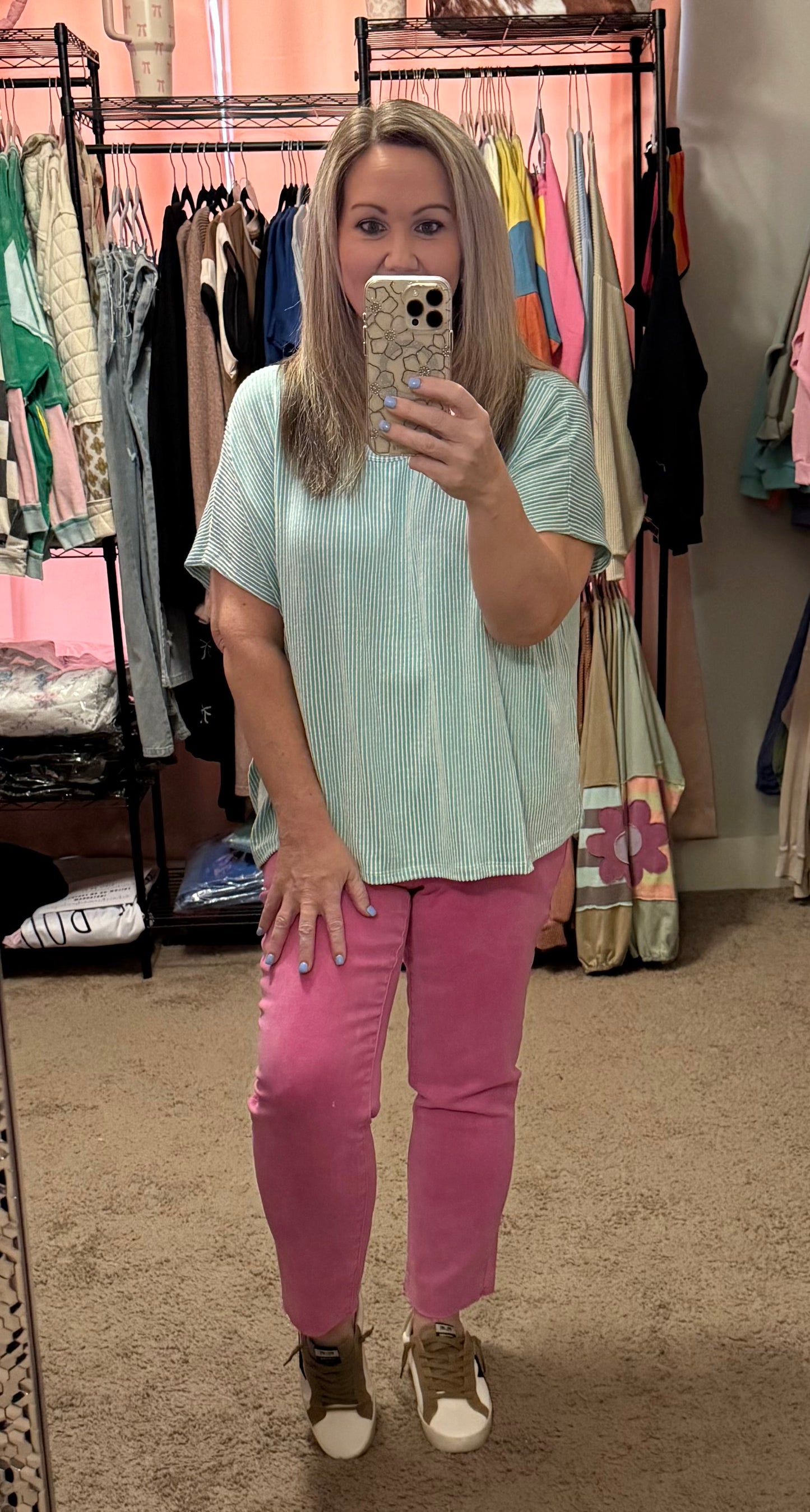 MIRANDA ACID WASHED CROPPED PANTS