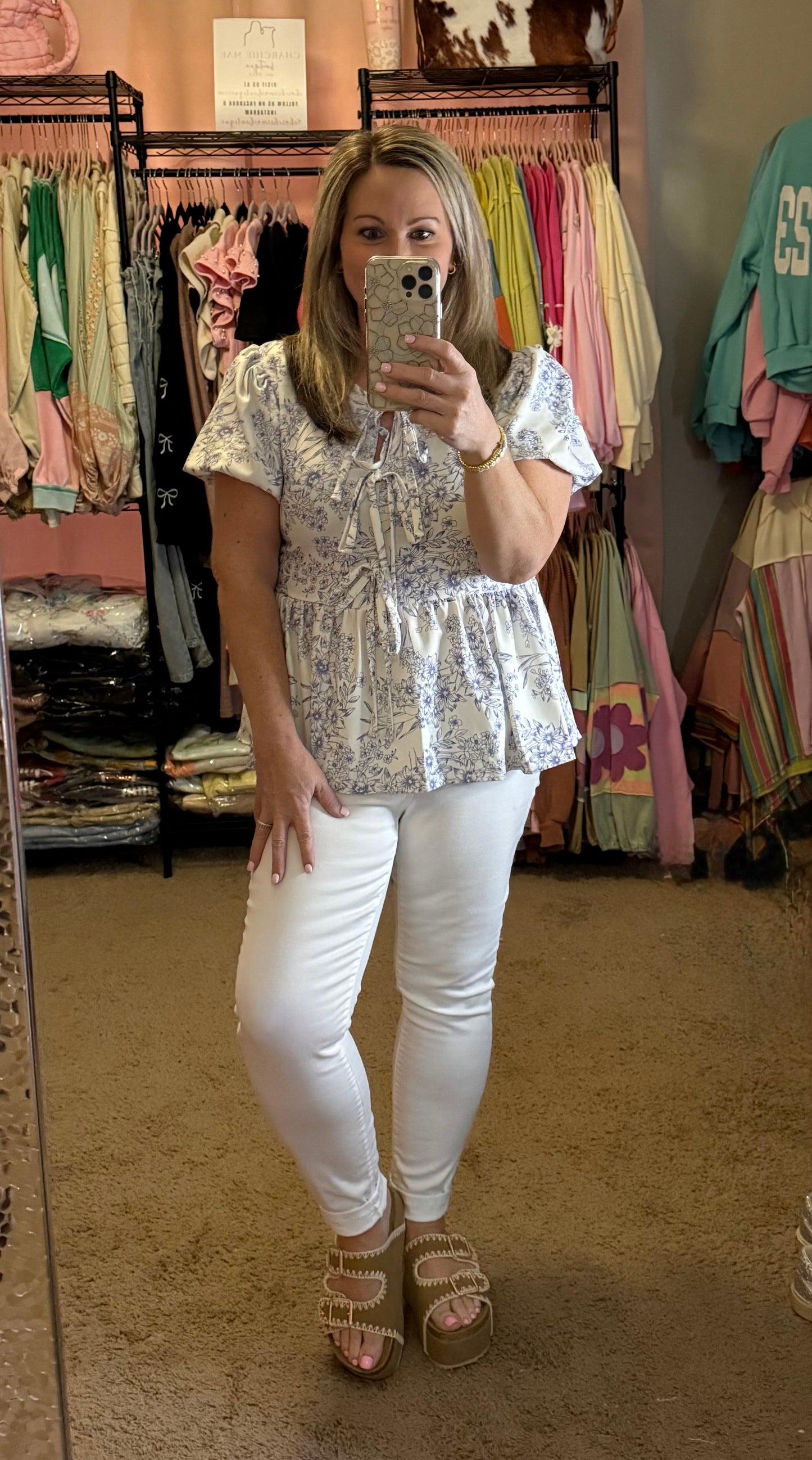 OPHELIA BUBBLE SLEEVE TOP