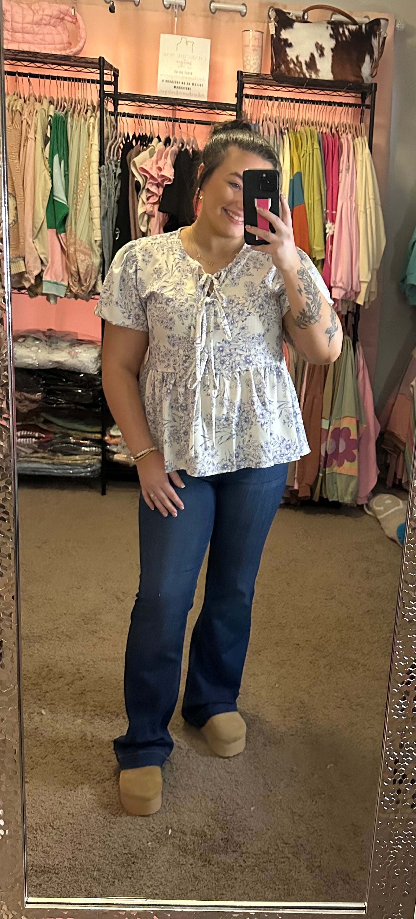OPHELIA BUBBLE SLEEVE TOP